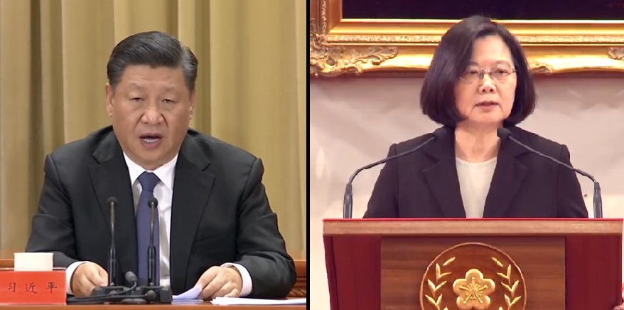 Discours de Xi Jinping et réponse de Tsai Ing-wen (source images CNA et Palais présidentiel)