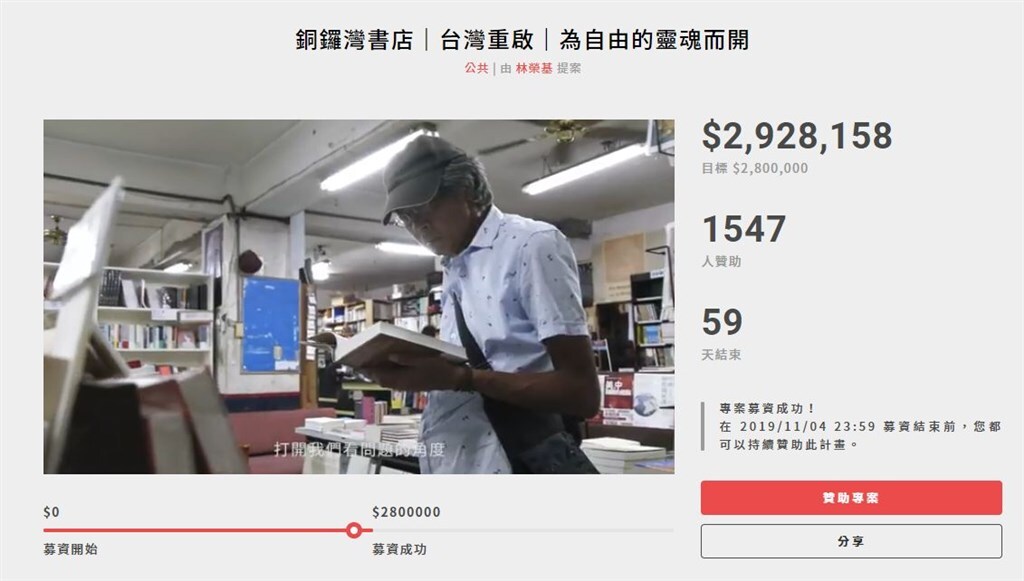 Le libraire hongkongais lance une collecte de dons et atteint son objectif en moins de 24 heures