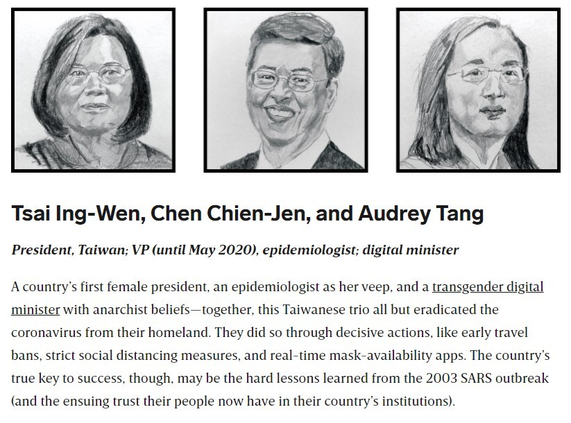 Tsai Ing-wen, Audrey Tang et Chen Chien-jen sur la liste des WIRED25
