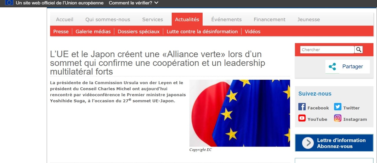 Sommet UE-Japon 2021 : la question de la stabilité dans le détroit de Taïwan évoquée