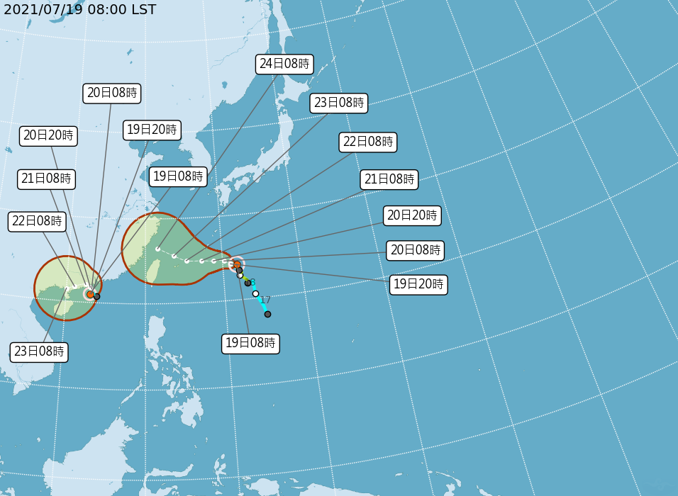 Taïwan entre le typhon In-Fa et le typhon Cempaka