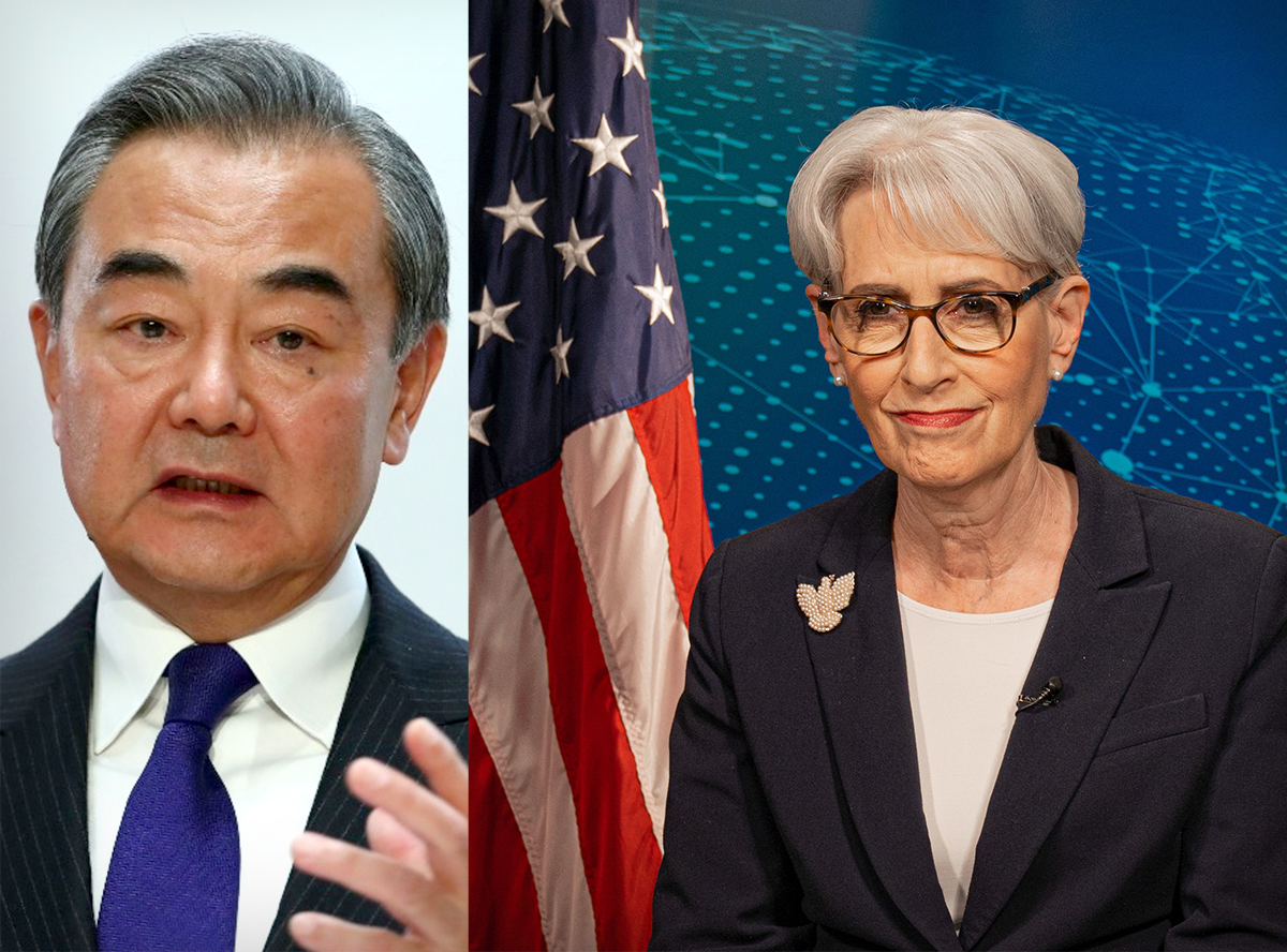 Le ministre des Affaires étrangères chinois Wang Yi et la vice-secrétaire d’État américaine Wendy Sherman (Image : Compte Twitter de Wendy Sherman)