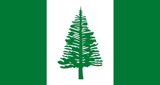 Le drapeau de l'île Norfolk, territoire australien situé dans le sud-ouest de l'océan Pacifique, entre l'Australie et la Nouvelle-Zélande (Image : Wikimedia Commons)