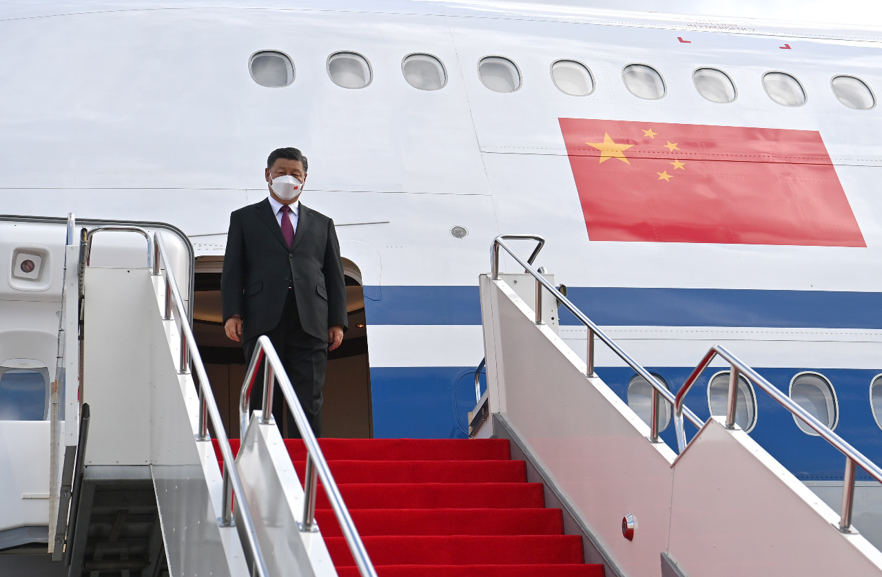 Arrivée du président chinois Xi Jinping au Kazakhstan le mercredi 14 septembre 2021 (Image : AFP)