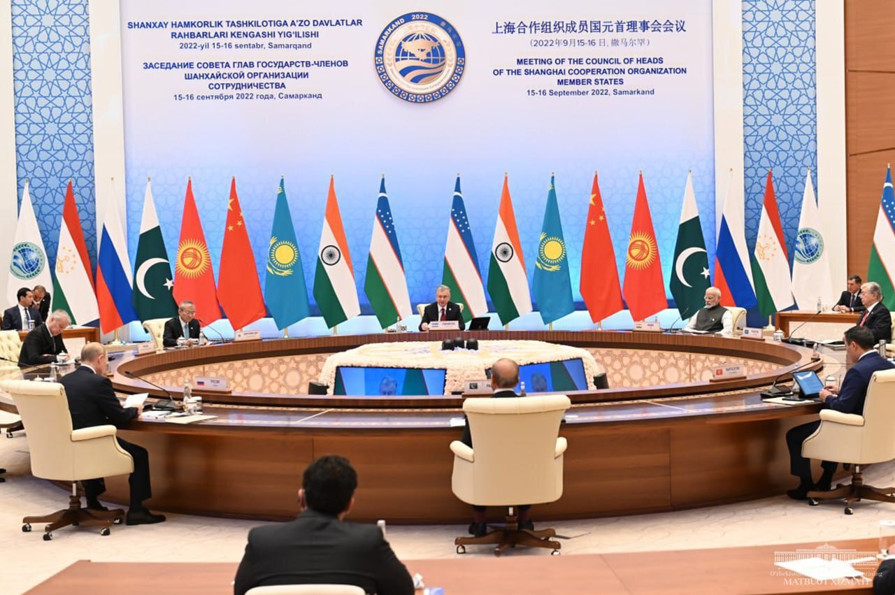 Sommet de l'Organisation de coopération de Shanghaï le 16 septembre (Image : Palais présidentiel d'Ouzbékistan)