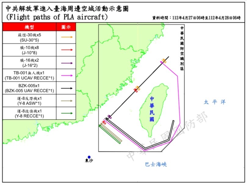 Un drone chinois remonte Taïwan par la côte Est
