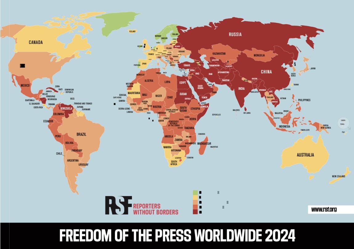 Taïwan gagne huit rangs à l’indice de la liberté de la presse qui recule dans le monde en 2024
