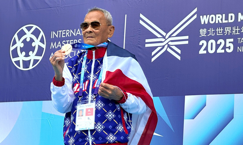 Sawang Janpram, l'athlète thaïlandais de 105 ans est l'athlète le plus âgé des jeux mondiaux des maîtres 2025 (Photo CNA)